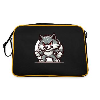 Dessin d’un loup : représentation d’animaux majestueux - Sac Retro - noir/or - Dos