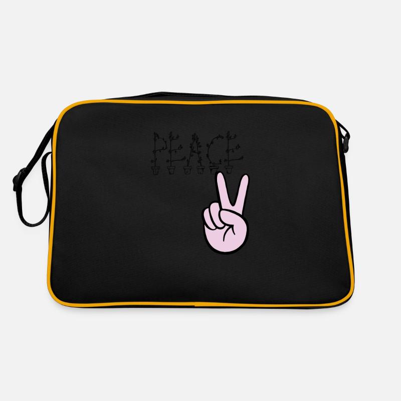 PEACE hand - Retro Tasche - Schwarz/Gold