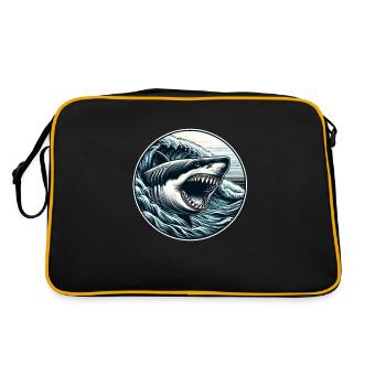 Weißer Hai - Retro Tasche - Schwarz/Gold - Hinten