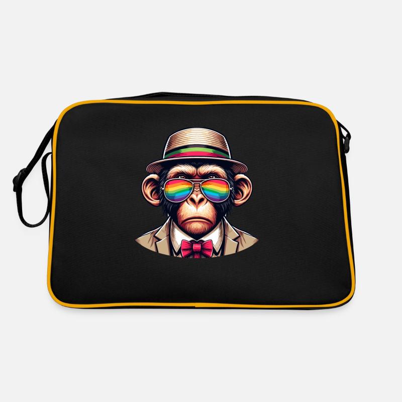 Affe mit Regenbogenhut Retro Tasche