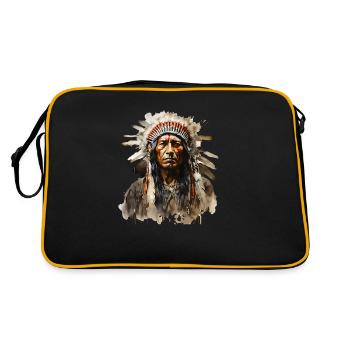 Sioux Indians in feather headdress - Retro Bag - black/gold - Back