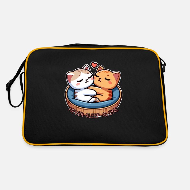 2 chats dans le panier du chat - Ne dormez jamais seul Sac Retro