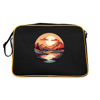 Traumhafter Sonnenuntergang - Retro Tasche - Schwarz/Gold - Hinten