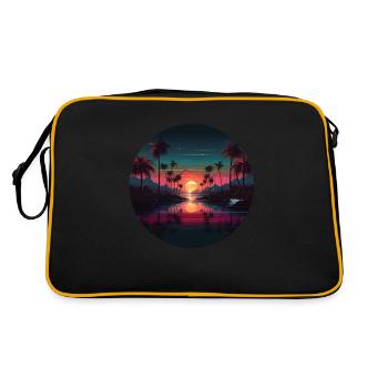 Vintage Sunset Graphic 70s Retrowave Illustration - Retro Bag - black/gold - Back