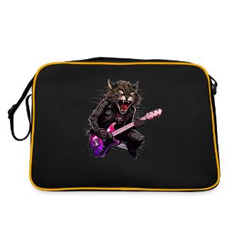 Animaux Domestiques, Mignon, Chat, Animal, Chat, Drôle De Musique, Guitare - Sac Retro - noir/or - Dos