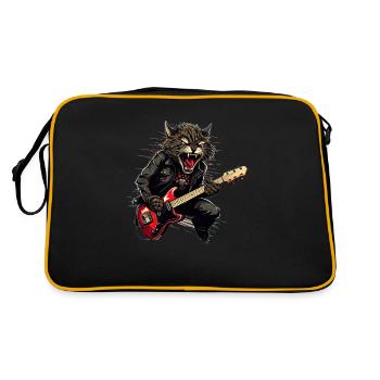 Animaux Domestiques, Mignon, Chat, Animal, Chat, Drôle De Musique, Guitare - Sac Retro - noir/or - Dos
