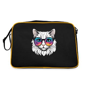 Katze - Retro Tasche - Schwarz/Gold - Hinten