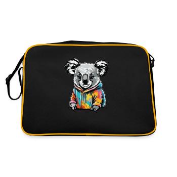 Bunter Graffiti Koala Koalabär - Retro Tasche - Schwarz/Gold - Hinten