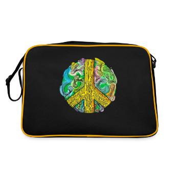 Peace - Peace Sign Watercolor Abstract - Retro Bag - black/gold - Back
