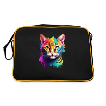 Cat, Pet, Kitten, Domestic Cat, Tomcat - Retro Bag - black/gold - Back