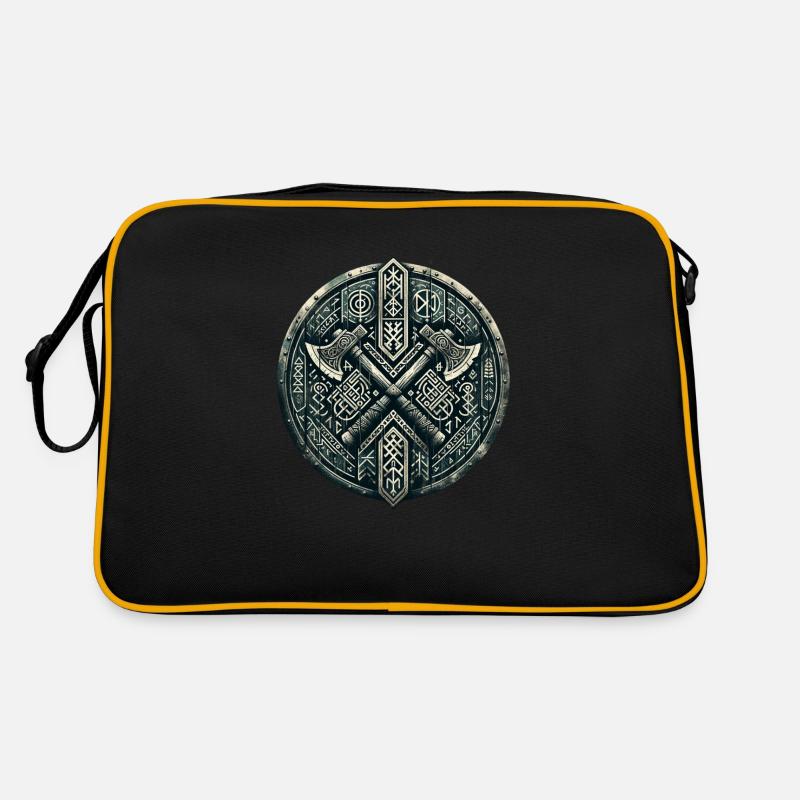 Wikinger Schild - Retro Tasche - Schwarz/Gold