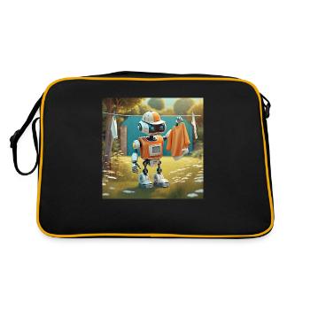 cute little orange futuristic vintage robot – is h - Retro Bag - black/gold - Back