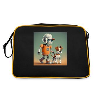 mignon petit orange futuriste vintage robots - Sac Retro - noir/or - Dos