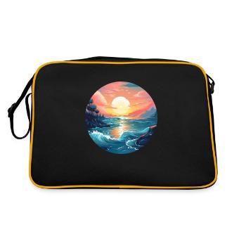 Sonnenuntergang am Meer - Retro Tasche - Schwarz/Gold - Hinten