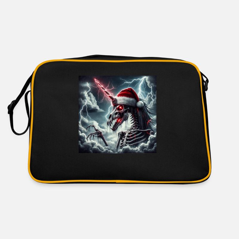Weihnachts Einhorn - Retro Tasche - Schwarz/Gold