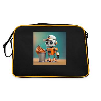 mignon petit robot vintage futuriste orange - Sac Retro - noir/or - Dos