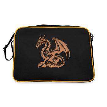 Fantasy Dragon Anime Dragon Head Mythical reptile - Retro Bag - black/gold - Back