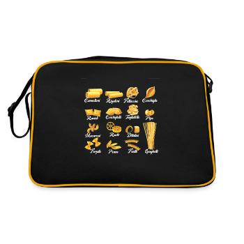 Arten von Nudelnamen, Liste der lustigen Nudelrassen 2024 - Retro Tasche - Schwarz/Gold - Hinten