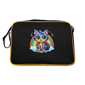 Vibrant Rainbow Kitty Artwork - Retro Bag - black/gold - Back