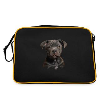 Petit chien pitbull ligne bleue peeping mignon - Sac Retro - noir/or - Dos