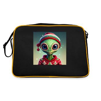 cute little green retro vintage alien everyday - Retro Bag - black/gold - Back