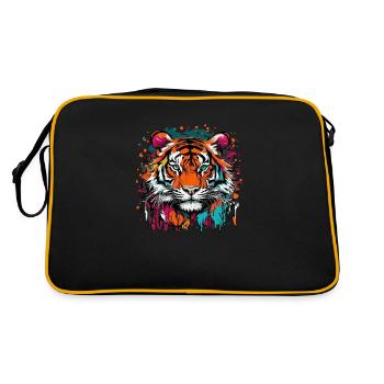 Farbenfroher Tiger - Retro Tasche - Schwarz/Gold - Hinten