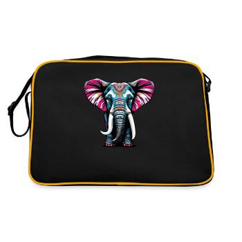 Farbenfroher Elefant - Retro Tasche - Schwarz/Gold - Hinten