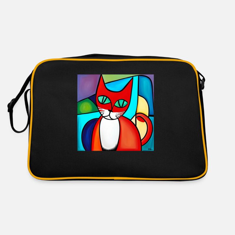 Abstract cat face on t-shirt Retro Bag