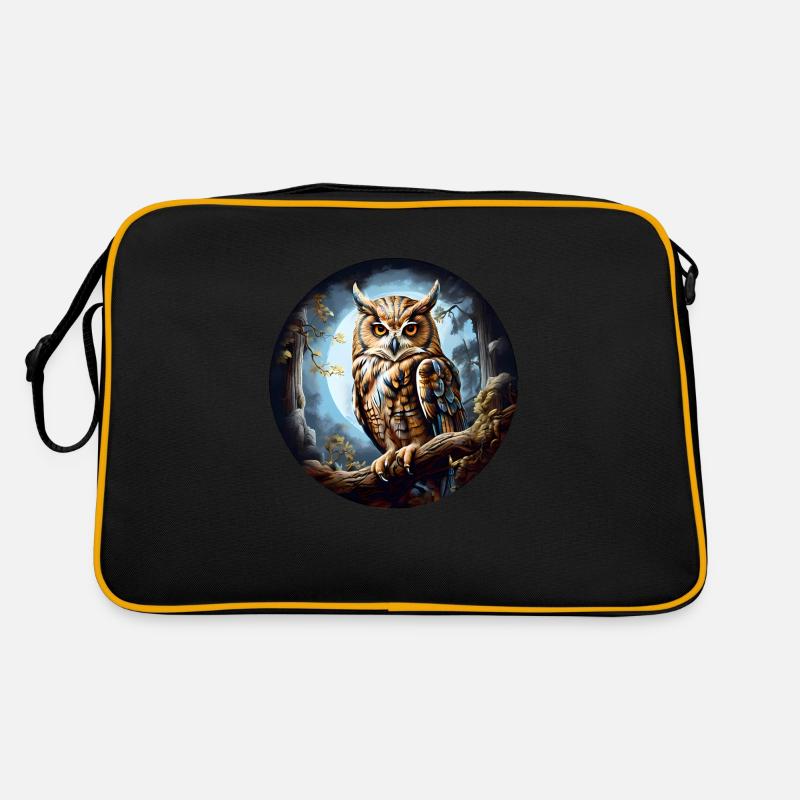 Große Eule - Retro Tasche - Schwarz/Gold
