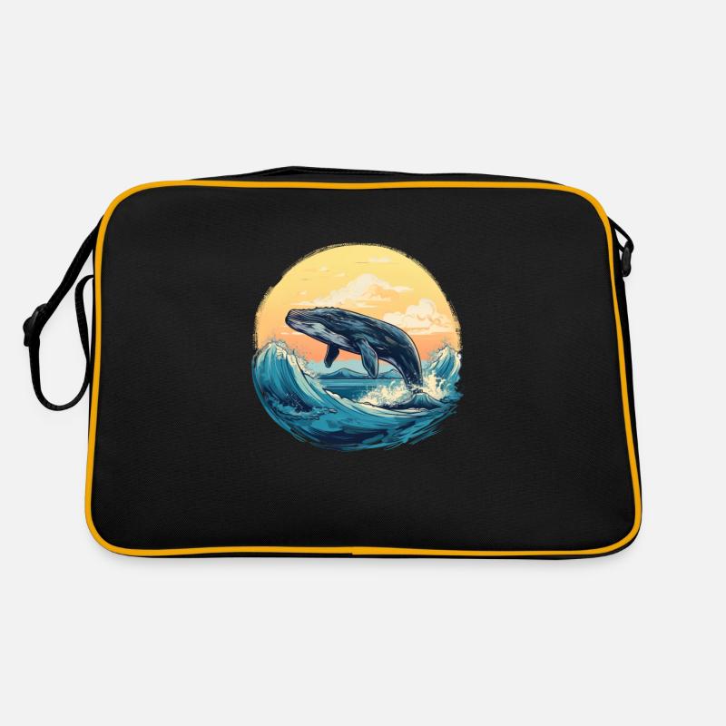Sunset whale Retro Bag