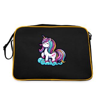 Cute Unicorn on a Cloud - Retro Bag - black/gold - Back