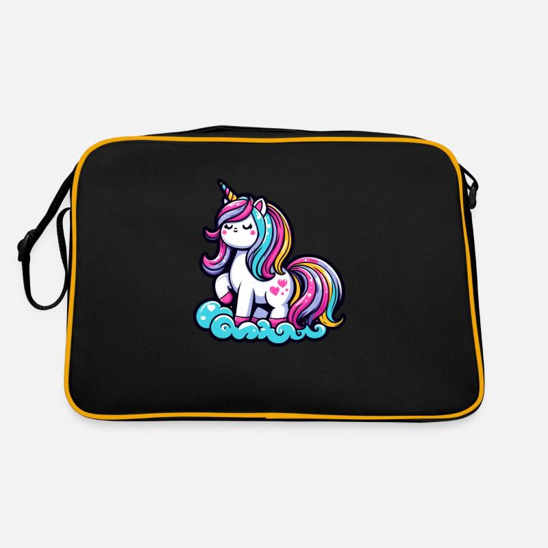 Niedliches Einhorn auf einer Wolke Retro Tasche