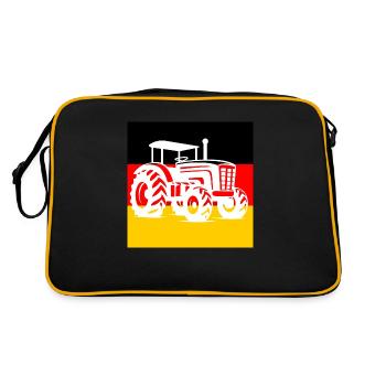 Deutschlandflagge Traktor Landwirtschaft Proteste - Retro Tasche - Schwarz/Gold - Hinten