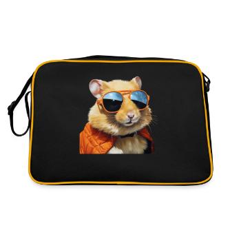 Hamster with glasses, flirting, funny hamster - Retro Bag - black/gold - Back
