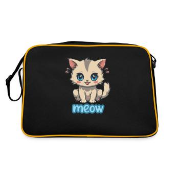 Anime Kitten Meow - Cute and Playful Design - Retro Bag - black/gold - Back