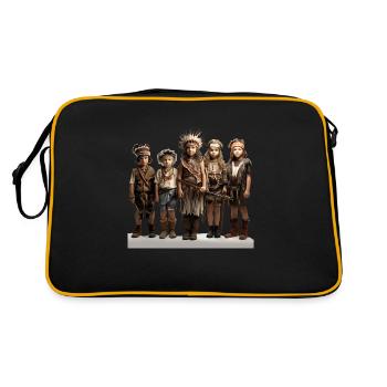 Indians and squaw as carnival costumes - Retro Bag - black/gold - Back