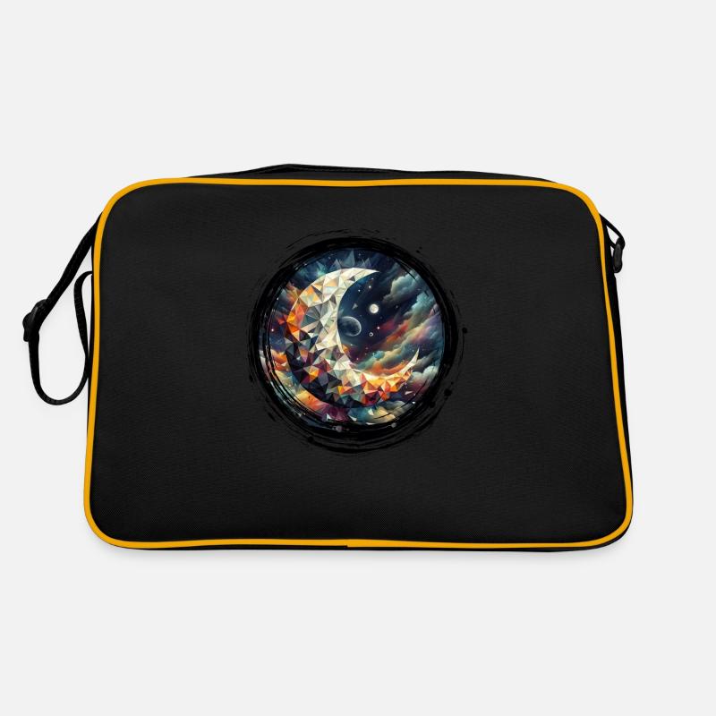 Moon Vector Triangles Space Nebula - Circle Black Retro Bag