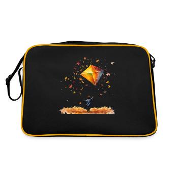 Im Herbst steigen wieder die Drachen - Retro Tasche - Schwarz/Gold - Hinten