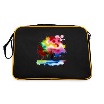 Arbre - éclaboussure de couleur - Sac Retro - noir/or - Dos