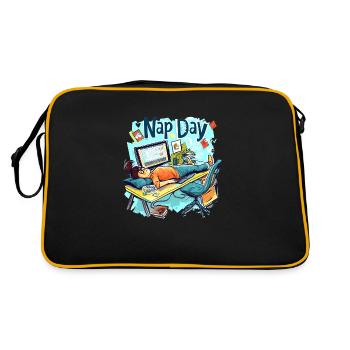 Tag des Nickerchens - Retro Tasche - Schwarz/Gold - Hinten