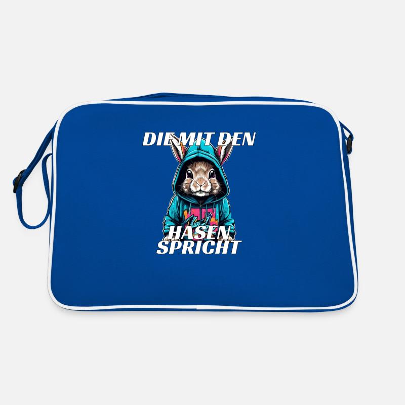 Die mit den Hasen spricht Retro Tasche