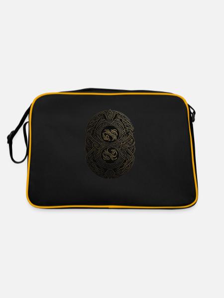 Mayan Black and Gold Monogram - Retro Bag - black/gold - Back