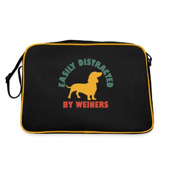 Rétro Vintage Drôle Facilement Distrait Par Weiners - Sac Retro - noir/or - Dos