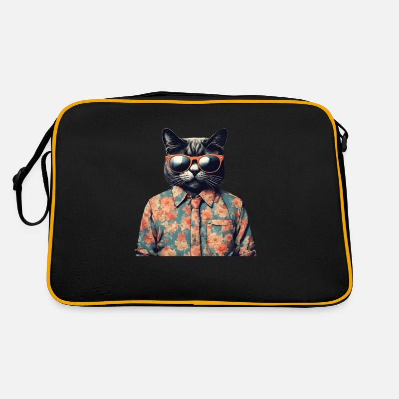 Die Katze und das geblümte Hemd Retro Tasche