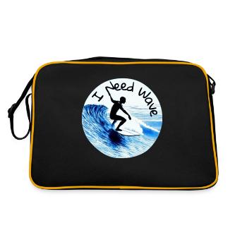 I need a wave - surfer on a board - Retro Bag - black/gold - Back