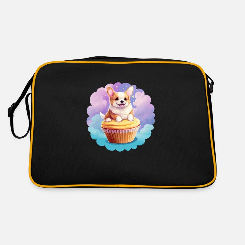 Cupcake corgi - Retro Bag - black/gold