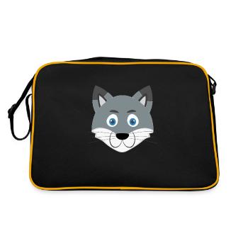 Visage de loup de dessin animé - Sac Retro - noir/or - Dos