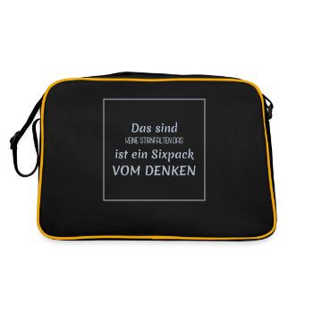 witzige sprüche - denker vs. sixpack - Retro Tasche - Schwarz/Gold - Hinten