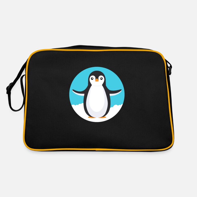 Ein Pinguin - Retro Tasche - Schwarz/Gold