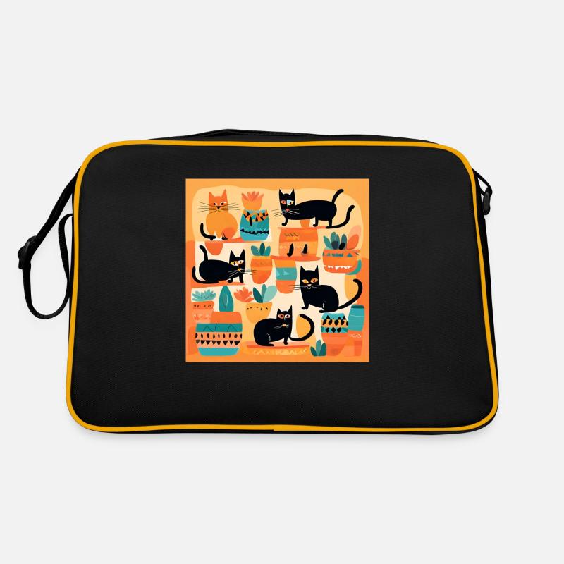 Boho Cats Abstract Plants 2 Retro Bag